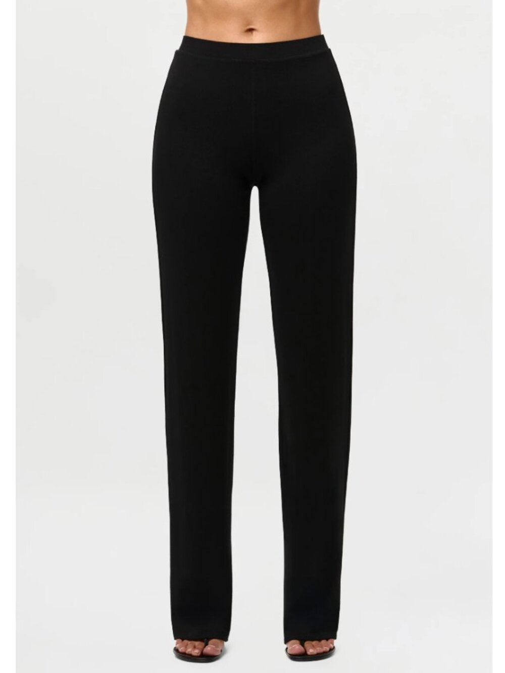 Naked Warddrobe Smooth Straight Fit Pants Black Body Hugging Stretch Size XS NWT